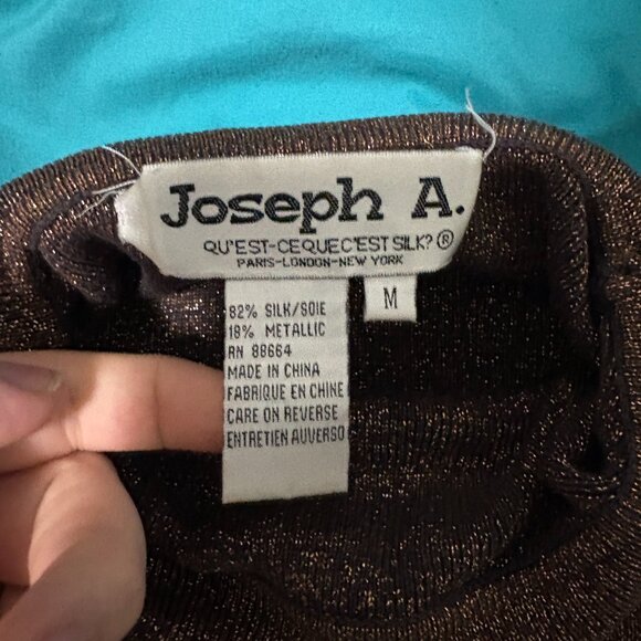 Joseph A. Metallic Silk Turtleneck Top – Size Medium - Picture 2 of 2